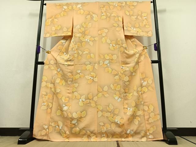 平和屋着物 上質な小紋 単衣 枝花文 正絹 AABC7481jh