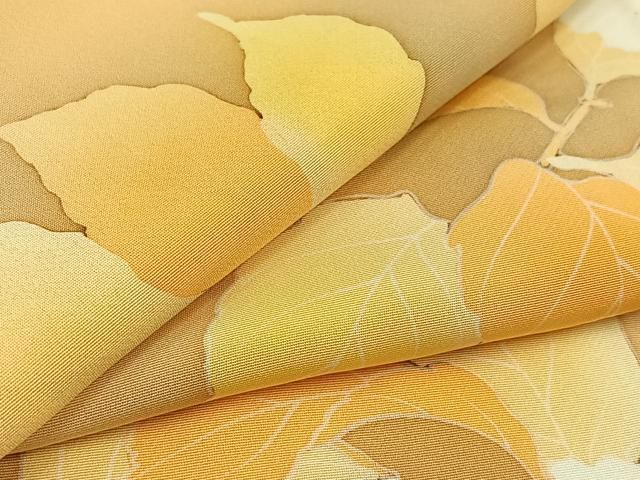 平和屋着物▽上質な小紋 単衣 枝花文 正絹 AABC7481jh