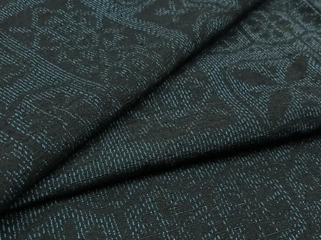 平和屋着物▽上質な紬 単衣 草花文 正絹 AABC7484jh