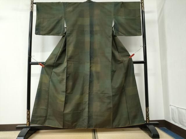 平和屋着物 上質な紬 格子柄 正絹 CAAZ3016yc