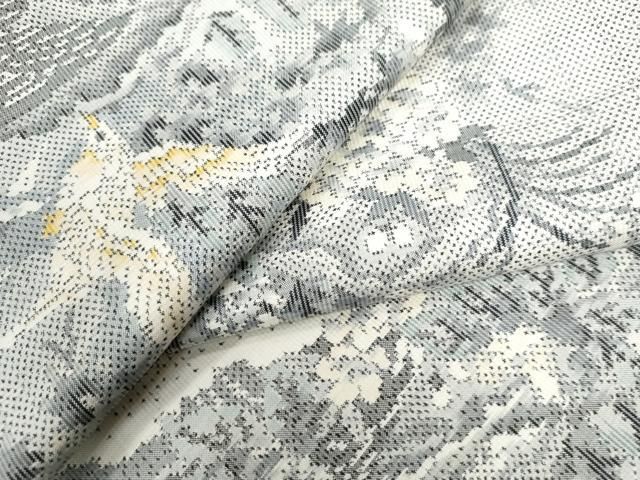 平和屋着物●本場大島紬 白大島 7マルキ 総絣 雲取り飛鳥松文 正絹 CAAZ3021yc