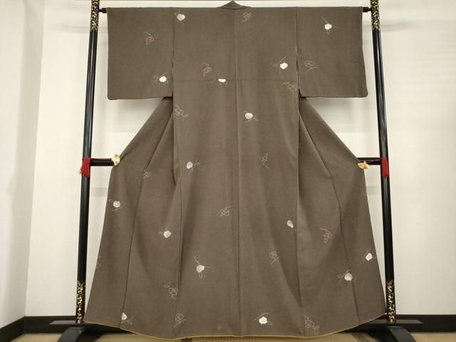 平和屋着物●上質な小紋 舞花文 金彩 正絹 AABC5627ck