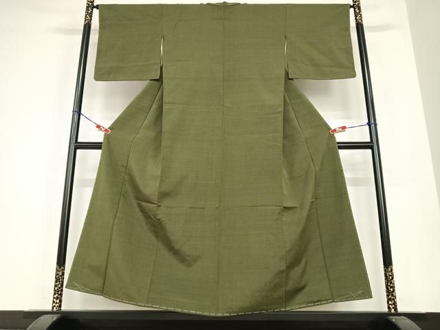 平和屋着物●お召 十字絣 正絹 AABC0067zg