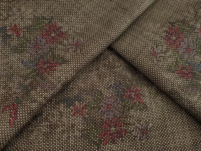 平和屋着物●本場大島紬 一元絣 草花文 正絹 AABC5628ck