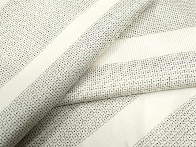 平和屋着物●本場大島紬 白大島 100亀甲 横縞 正絹 CAAZ3031yc