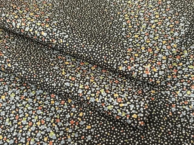 平和屋着物●本場染大島紬 霞文 黒地 正絹 AABC0070zg