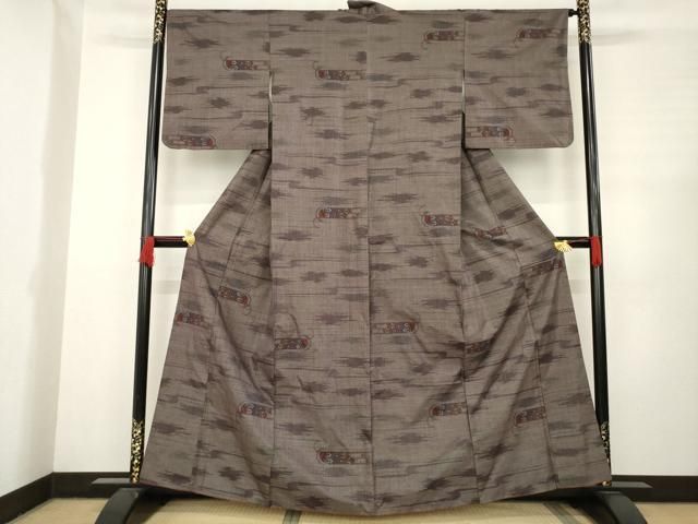 平和屋着物●本場大島紬 カタス7マルキ 霞花文 やまと誂製 正絹 AABC5630ck