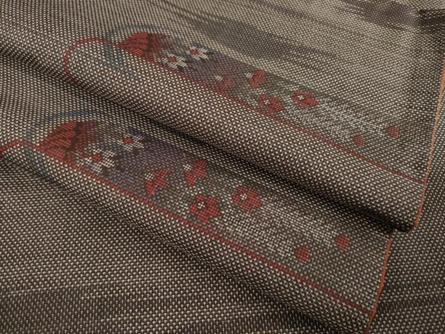 平和屋着物●本場大島紬 カタス7マルキ 霞花文 やまと誂製 正絹 AABC5630ck