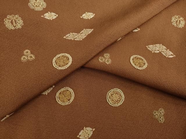 平和屋着物●上質な小紋 中国三大刺繍 相良刺繍 吉祥花文 正絹 ♥ AABC5634ck