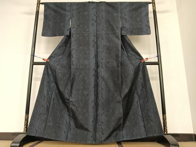 平和屋着物 上質な紬 草木文 正絹 AABC0075zg