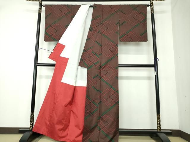 平和屋着物●本場大島紬 9マルキ 菱文 証紙付き 正絹 ♥ DAAY1685ps