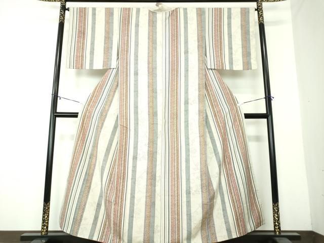 平和屋着物●上質な紬 古代更紗 反端付き 正絹 DAAY1686ps