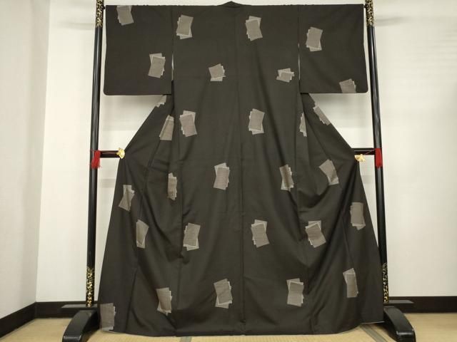 平和屋着物●本場大島紬 一元7マルキ 総絣 地空き 色紙重ね文 正絹 AABC5648ck