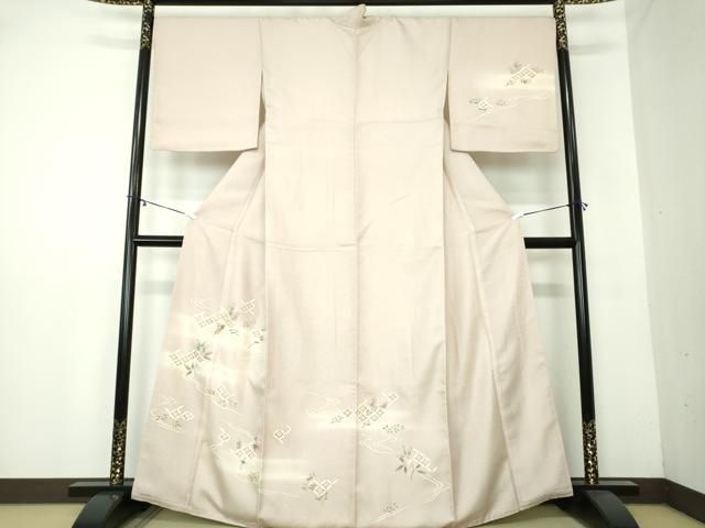 平和屋着物●訪問着 駒刺繍 七宝花文 金彩 正絹 DAAY1727ps