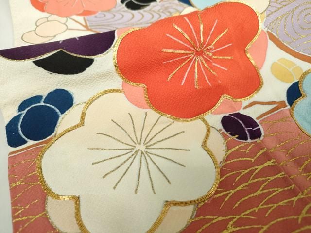 平和屋着物○豪華振袖 駒刺繍 流水枝梅 金彩 正絹 逸品 DAAY1730ps 平和