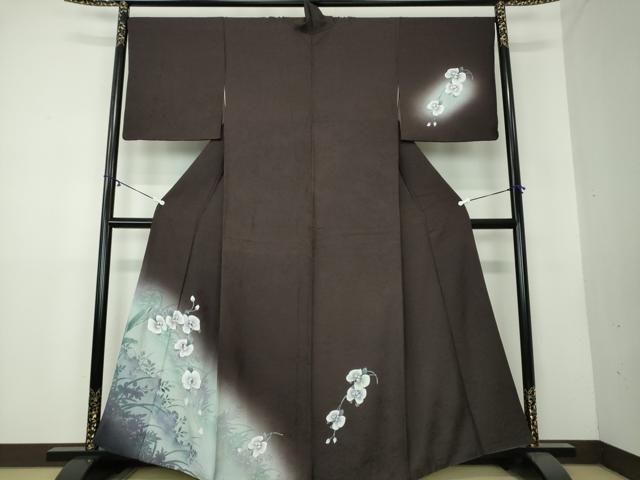 平和屋着物●訪問着 手描き 胡蝶蘭 シルエット 正絹 DAAY1737ps