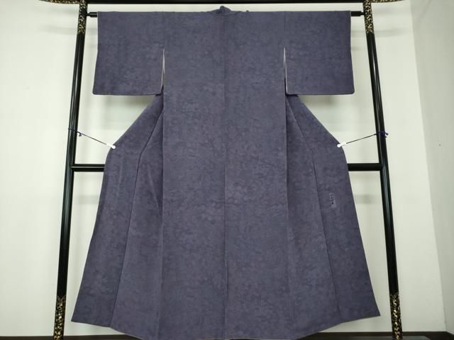 平和屋着物●人間国宝 初代六谷梅軒の息子 二代目 六谷梅軒 六谷博臣 江戸小紋 風景花文 鬼しぼ縮緬 正絹 DAAY1759ps