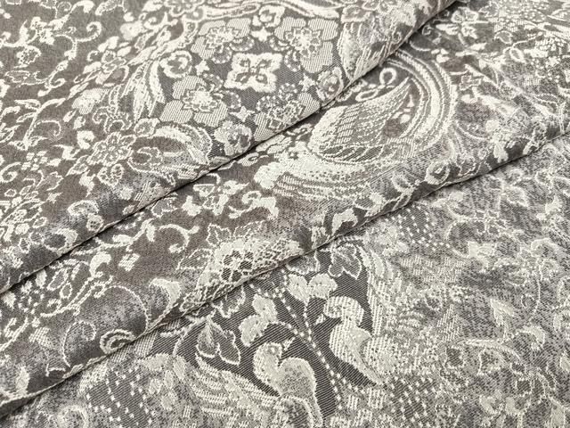 平和屋着物●上質なお召 天目織 花鳥文 正絹 AABC6009ph