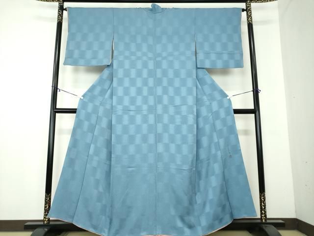 平和屋着物 世界的友禅作家 千地泰弘 小紋 市松地紋 正絹 DAAY1761ps