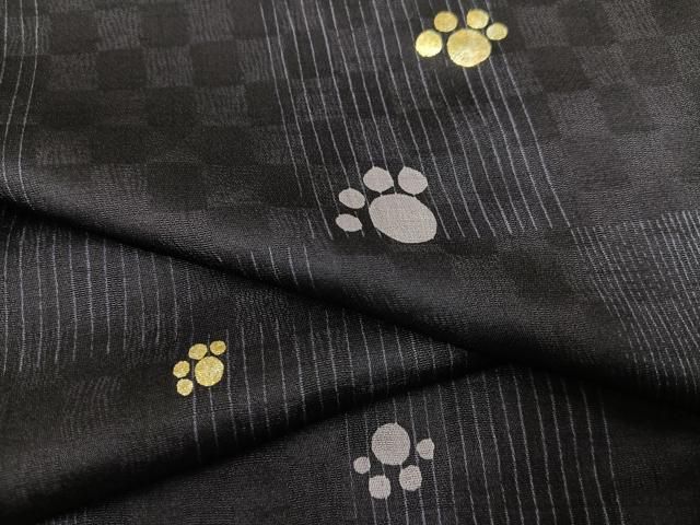 平和屋着物●上質な小紋 肉球 金彩 ロング丈 正絹 AABC6011ph
