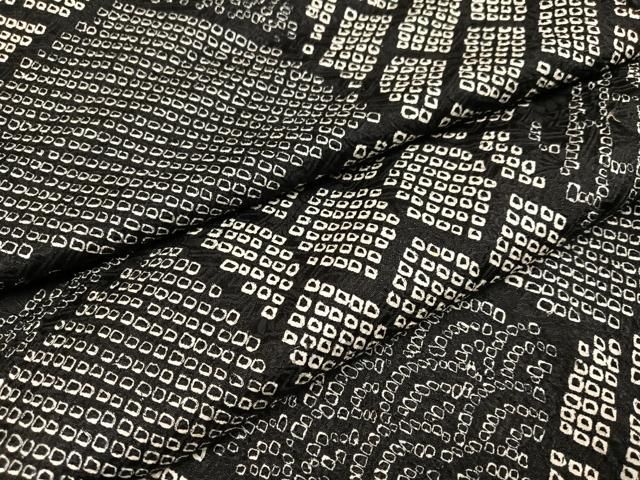 平和屋着物●上質な小紋 総絞り 吉祥文 黒地 正絹 AABC6014ph