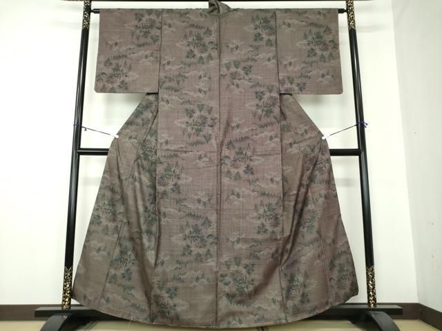 平和屋着物 本場大島紬 9マルキ 古代染色純泥染 風景文 栄保彦織物謹製 証紙付き 正絹 DAAY1811ps