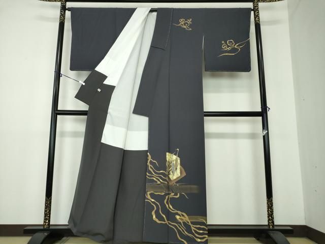 平和屋着物●訪問着 竹屋町刺繍 立鶴 金銀彩 正絹 ♥ DAAY1819ps