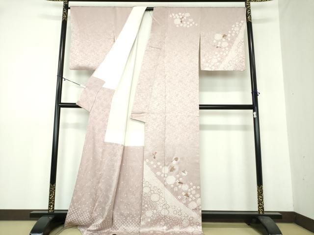 平和屋着物●訪問着 絞り 刺繍 飾花文 金糸 正絹 DAAY1840ps