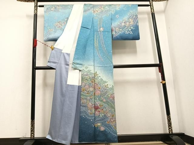 平和屋着物●訪問着 辻が花 絞り 暈し染め 金彩 正絹 AABC6026ph