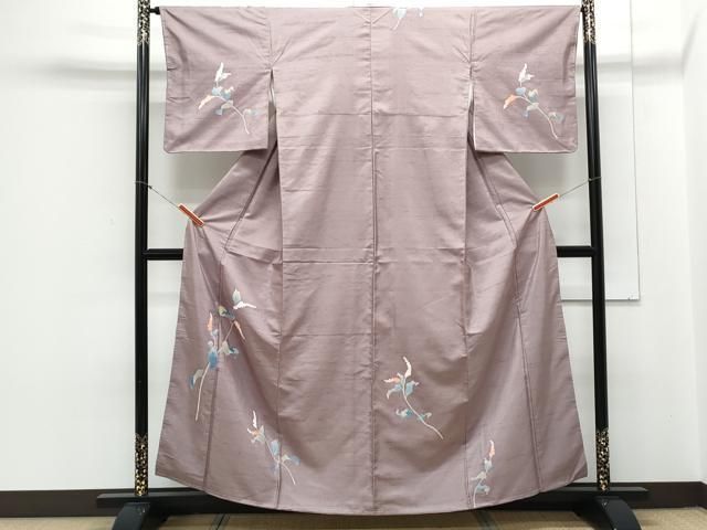 平和屋着物●訪問着 白山紬 友禅 草花文 正絹 CAAY9514th