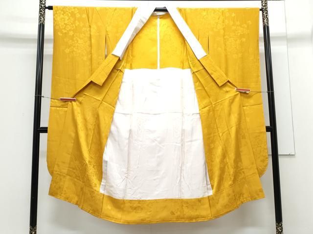 平和屋着物 振袖用 長襦袢 無双仕立て 舞花地紋 山吹色 正絹 CAAY9542th