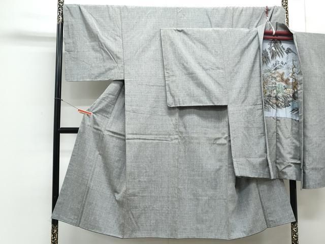 平和屋着物●男性 紬 アンサンブル 霞文 正絹 CAAY9567th