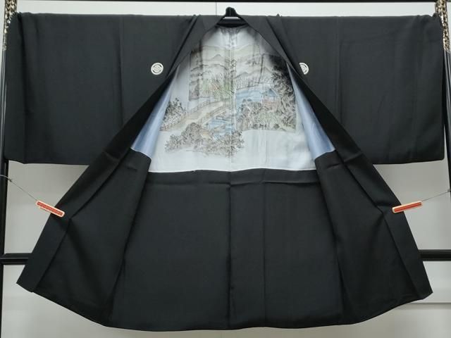 平和屋着物○男性 紬 黒緑色 正絹 逸品 CAAZ1112vf 平和屋着物○男性 