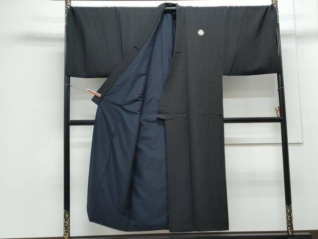 平和屋着物○男性 黒紋付 羽織セット 風景文 正絹 逸品 CAAY9590th