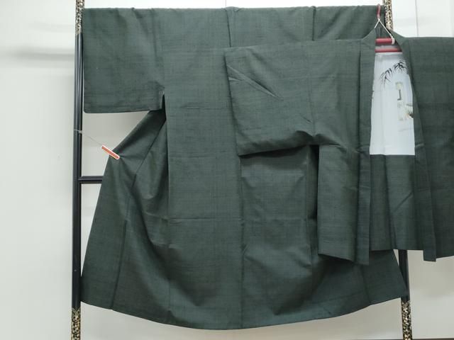 平和屋着物●男性 紬 アンサンブル 色無地 百入茶色 正絹 CAAY9597th