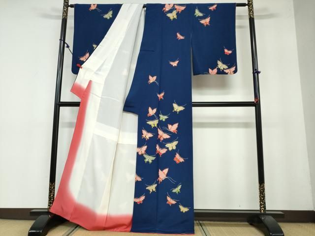 平和屋着物 訪問着 舞蝶文 金彩 鬼しぼ縮緬 正絹 DAAY5359ud