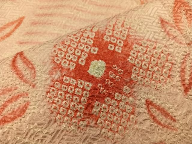 平和屋着物 上質な小紋 総絞り 草花文 正絹 BAAV6261mz