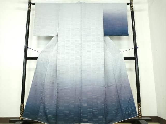 平和屋着物●訪問着 横段文 暈し染め ラメ糸 正絹 DAAY1994ps