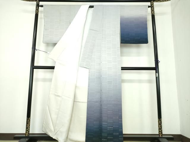 平和屋着物 訪問着 横段文 暈し染め ラメ糸 正絹 DAAY1994ps