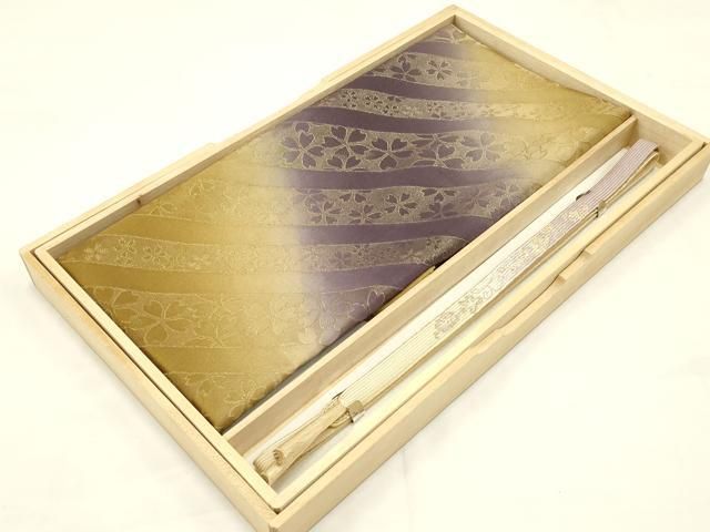 平和屋本店●和装小物 帯締め 帯揚げセット 高麗組 綾出し 花斜縞 暈し染め 金通し地 ♥ AABC4254ay