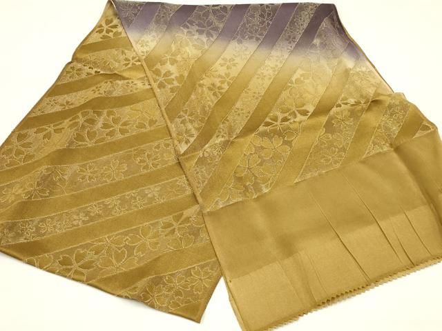 平和屋本店●和装小物 帯締め 帯揚げセット 高麗組 綾出し 花斜縞 暈し染め 金通し地 ♥ AABC4254ay