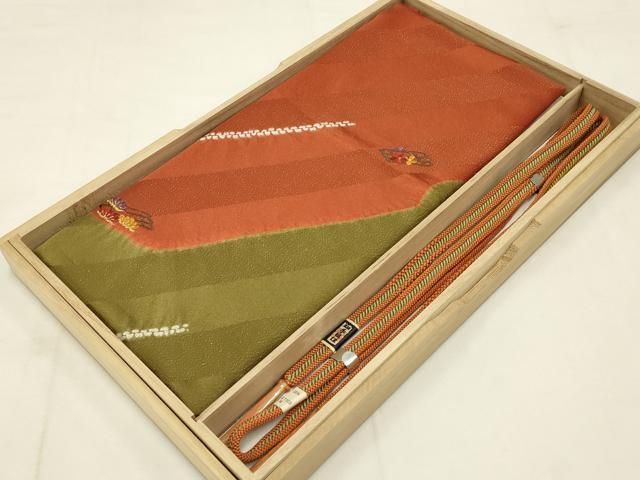 平和屋本店●和装小物 帯締め 帯揚げセット 絞り 刺繍 花筏 金糸 ♥ AABC4259ay