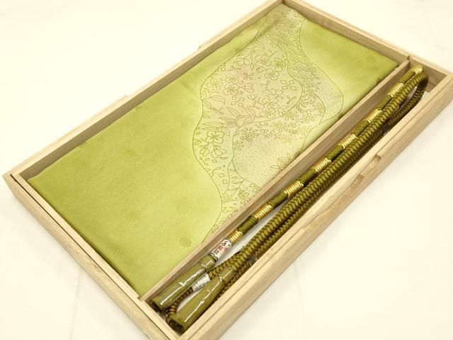 平和屋本店●和装小物 帯締め 帯揚げセット 道長吉祥花文 暈し染め 金糸 ♥品あり AABC4262ay