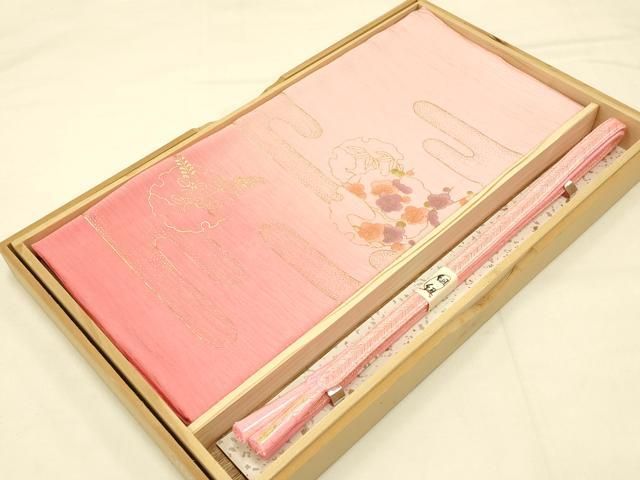 平和屋本店 和装小物 帯締め 帯揚げセット 霞雪輪花文 暈し染め 金糸 金彩 AABC4263ay
