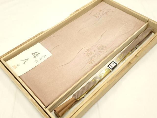 平和屋本店●和装小物 帯締め 帯揚げセット 高麗組 綾出し 立涌花文 金彩 ♥ AABC4267ay