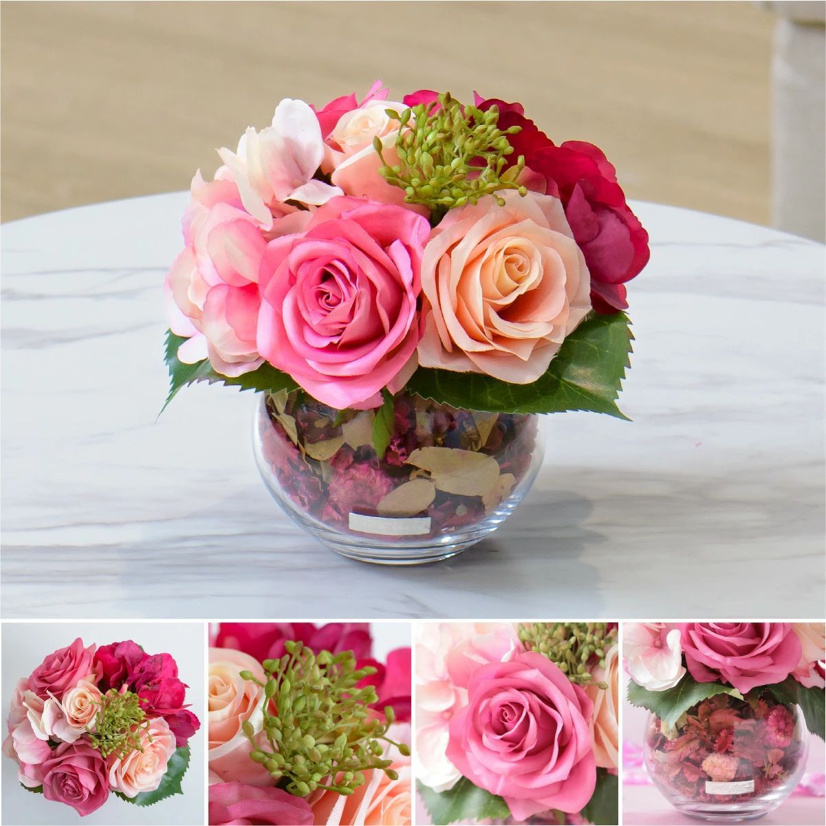 造花 薔薇 バラ ローズポプリアレンジSS-lp アレンジメント インテリア アーティフィシャルフラワー アレンジ ピンク
