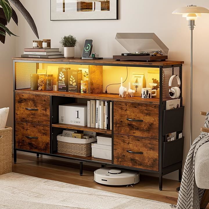 USBポート付き洋服タンス 布製