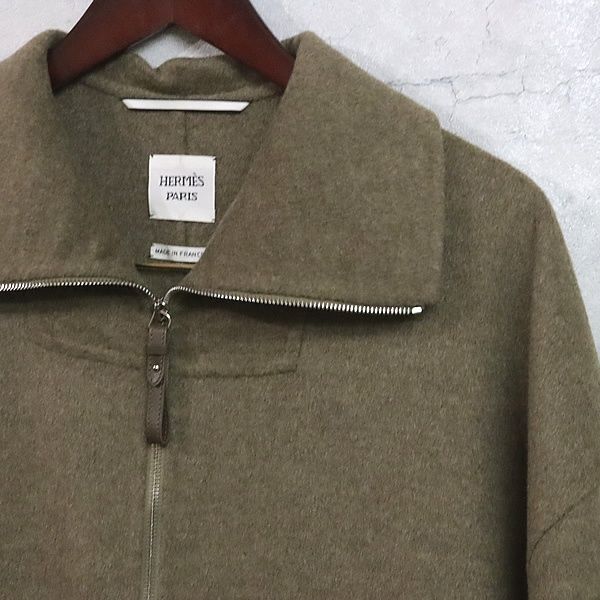 広尾店 エルメス HERMES ハーフジップカシミアコート ブラウン カシミア100％ size34 17492