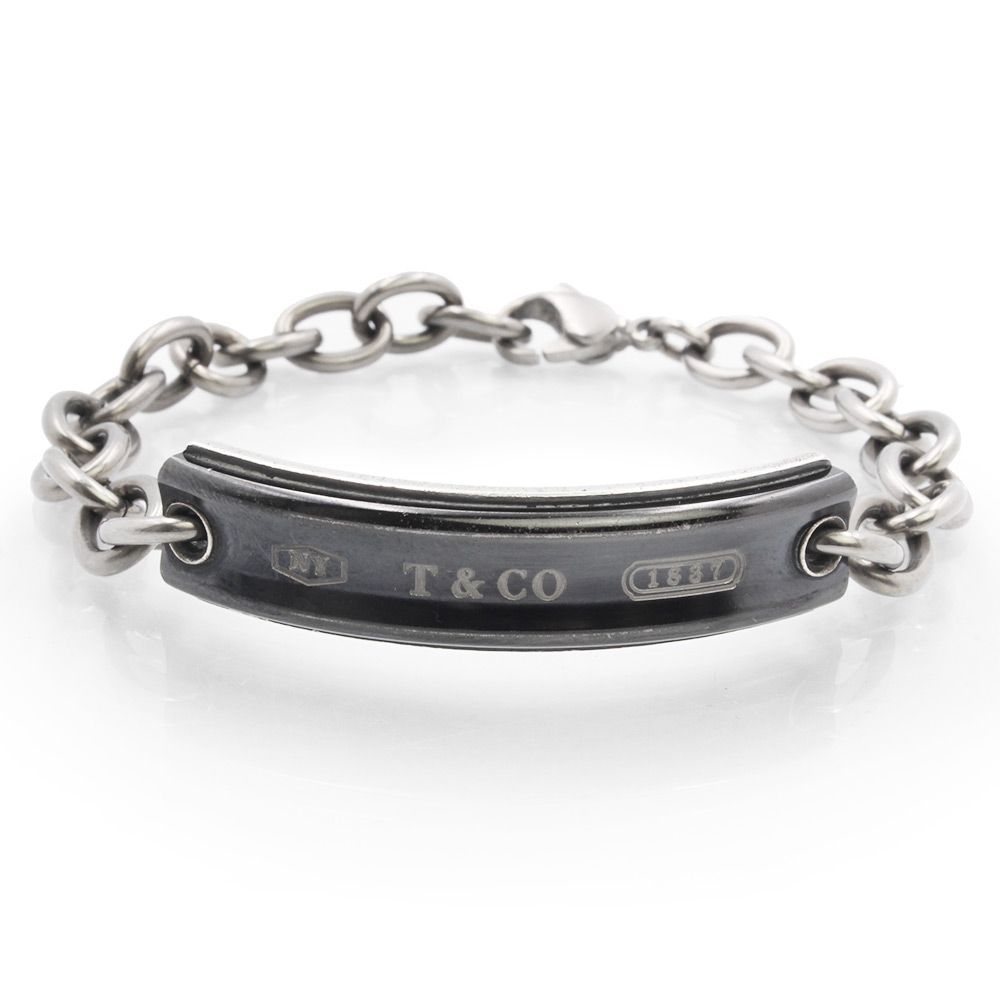 ティファニー 1837 ID チェーン ブレスレット SV925 チタン シルバー ブラック TIFFANY-Co