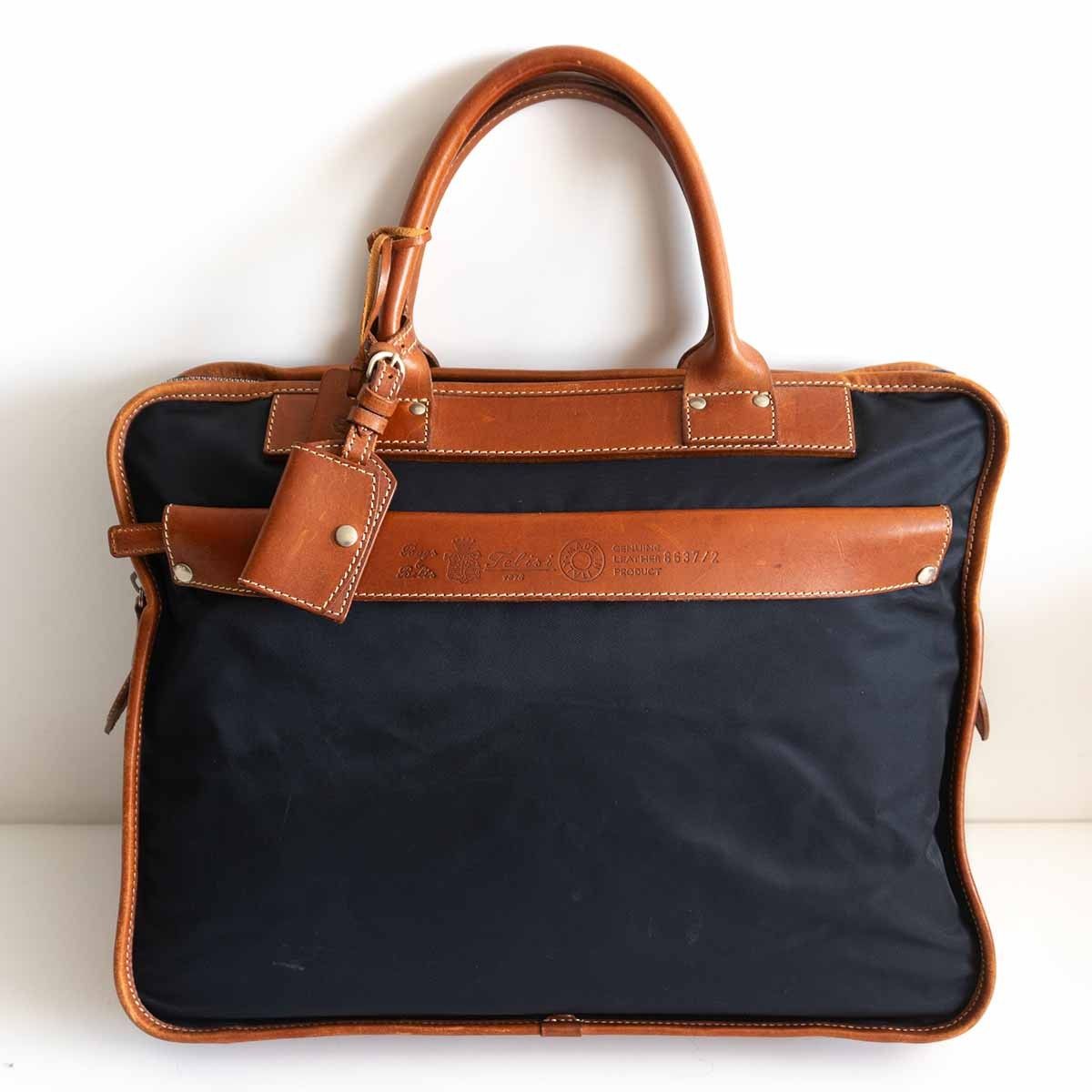 定番 FELISI 8637 2 DS ブリーフケース ネイビー ナイロン×レザー ビジネス バッグ フェリージ 25101086